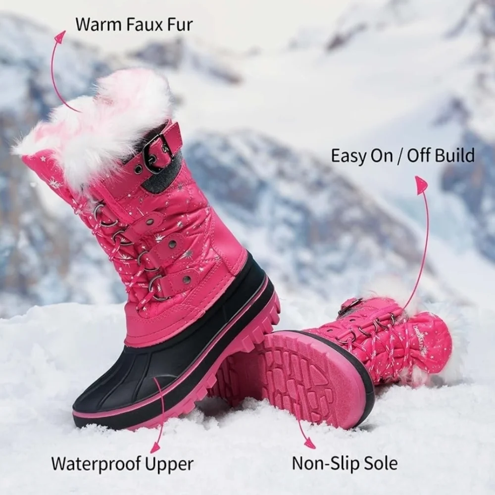 Pink Fur-Lined Winter Boots